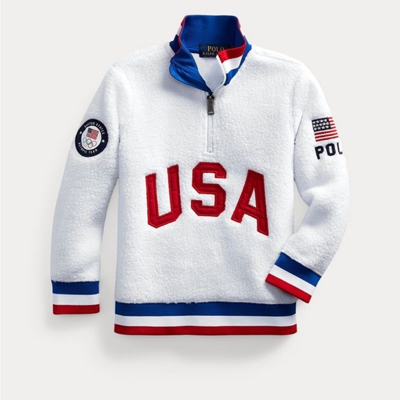 Polo Ralph Lauren x Team USA Team USA 2022 Boy's Size 7 Pile Fleece Pullover - Picture 7 of 14